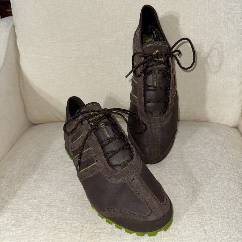 Adidas Wanderlust Brown Leather Green Trail Running Shoes, Mens 12 045571 EUC